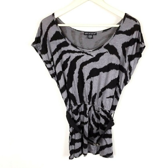 (T1-16) American Dreams Medium Zebra Strip Blouse - Picture 1 of 5